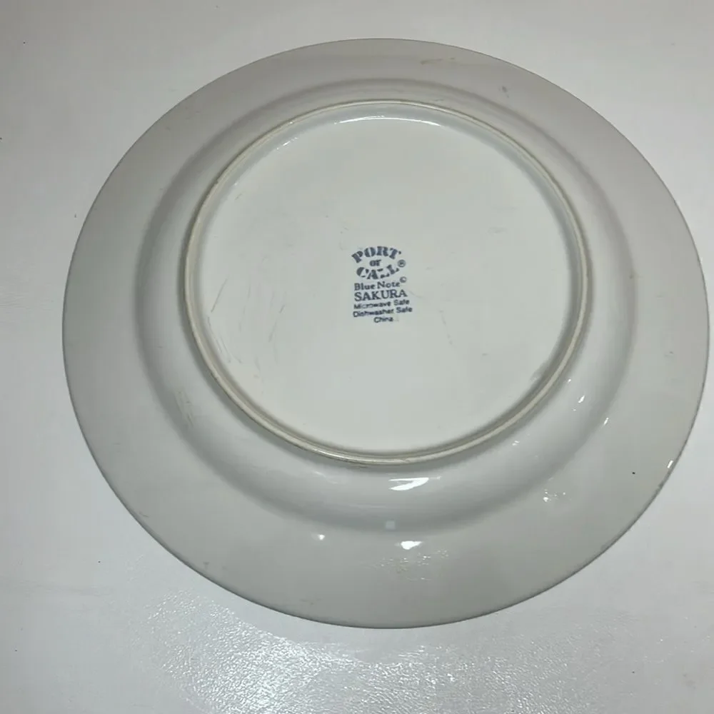 Sakura Blue Note Port Of Call Dinner Plate 10 3/4 Inches Round Blue White Check